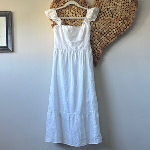 Reformation white linen midi dress in size 6
